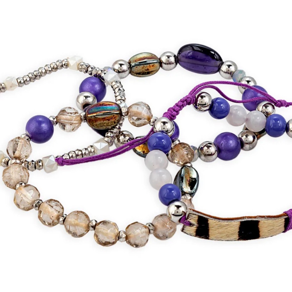 Myra Bag Handcrafted Stacked Bracelet 4 Stacked Bracelet 'Northspoon"- New - Picture 4 of 4